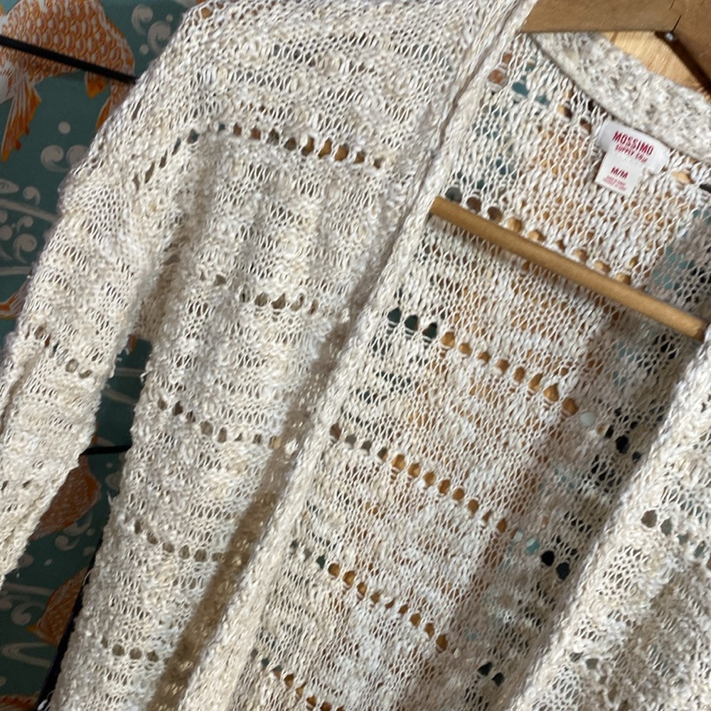 Long loose-knit cardigan